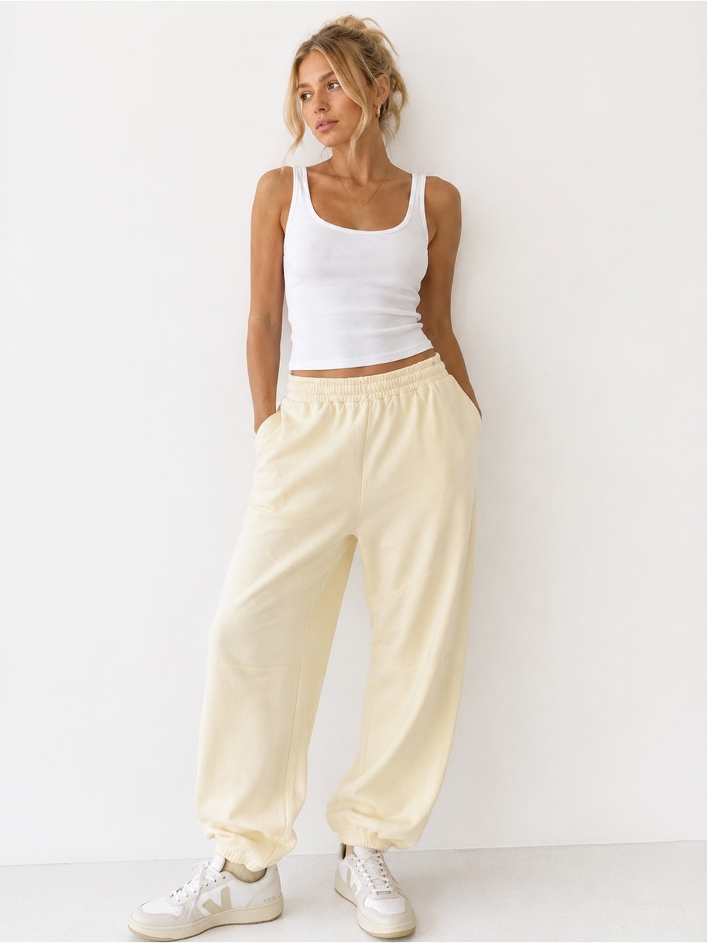 Naked Wardrobe Butter Yellow Oversized Sweatpants Xl Nwt